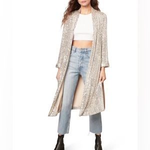BB dakota Anthropologie silver sequin duster cardigan 2x NWT